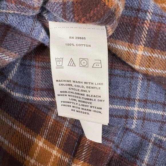 Pendleton Men's Flannel Medium Blue Brown Plaid Button Down Shirt - Picture 15 of 16